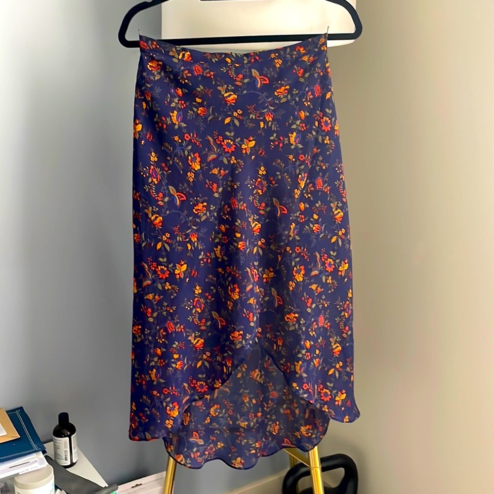 Blue Floral High Low Midi Skirt [Madewell]